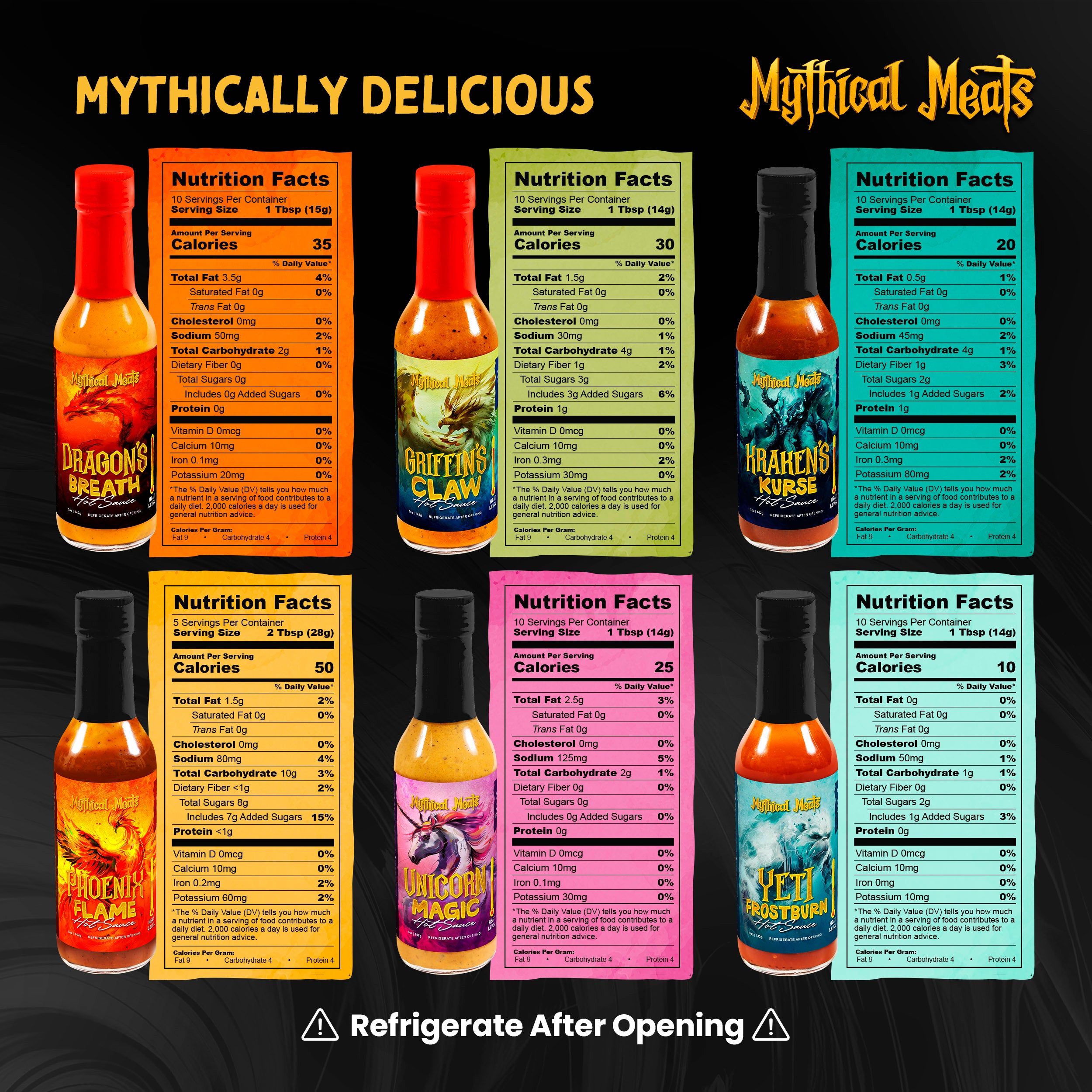 Mythical Meats® Hot Sauce Gift Pack - (6) 5 OZ. Bottles