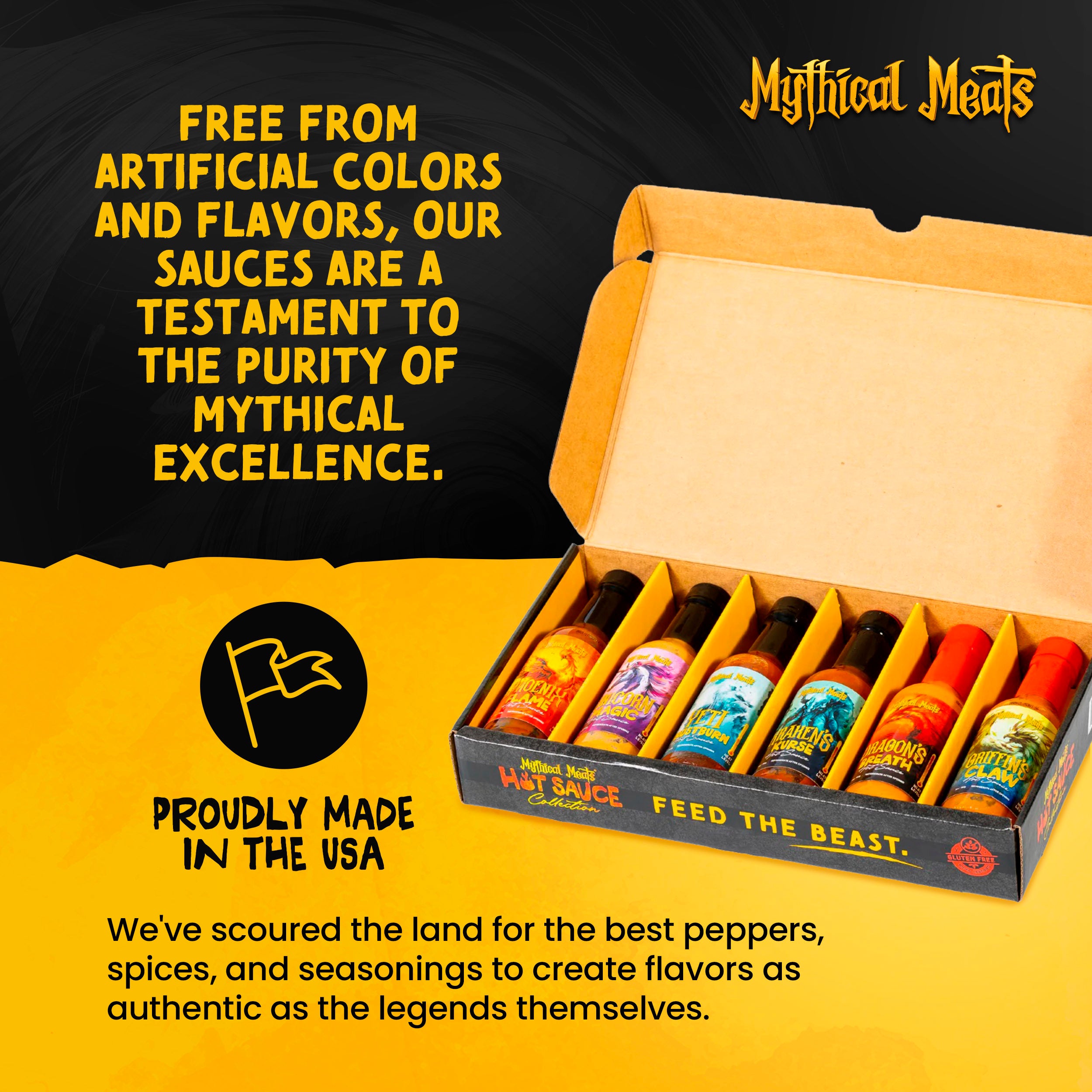 Mythical Meats® Hot Sauce Gift Pack - (6) 5 OZ. Bottles