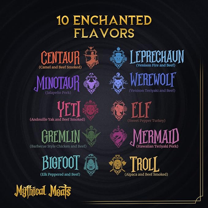 Mythical Meats® Humanoid Variety Pack - Pack of 10 1 OZ. Exotic Game Snack Sticks-Mythical Meats