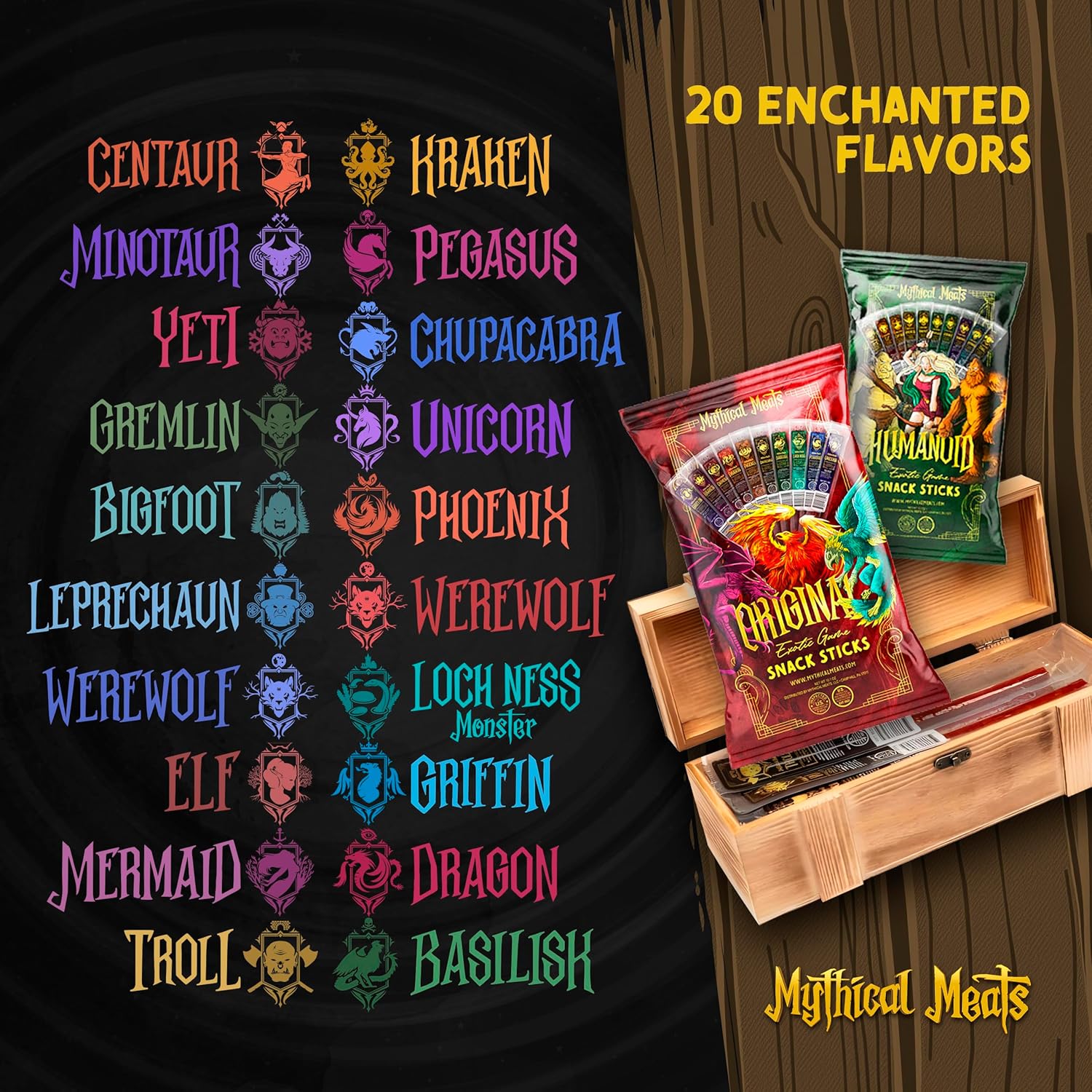 Mythical Meats® DELUXE Loot Crate - 20 Snack Sticks Included!-Mythical Meats