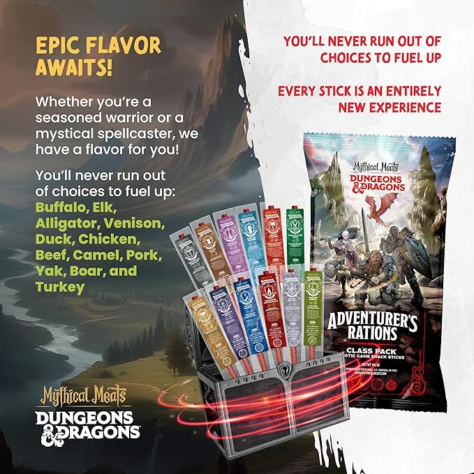 DUNGEONS & DRAGONS Snack Sticks Variety Pack - Pack of 12 1 OZ. Exotic Game Snack Sticks-Mythical Meats