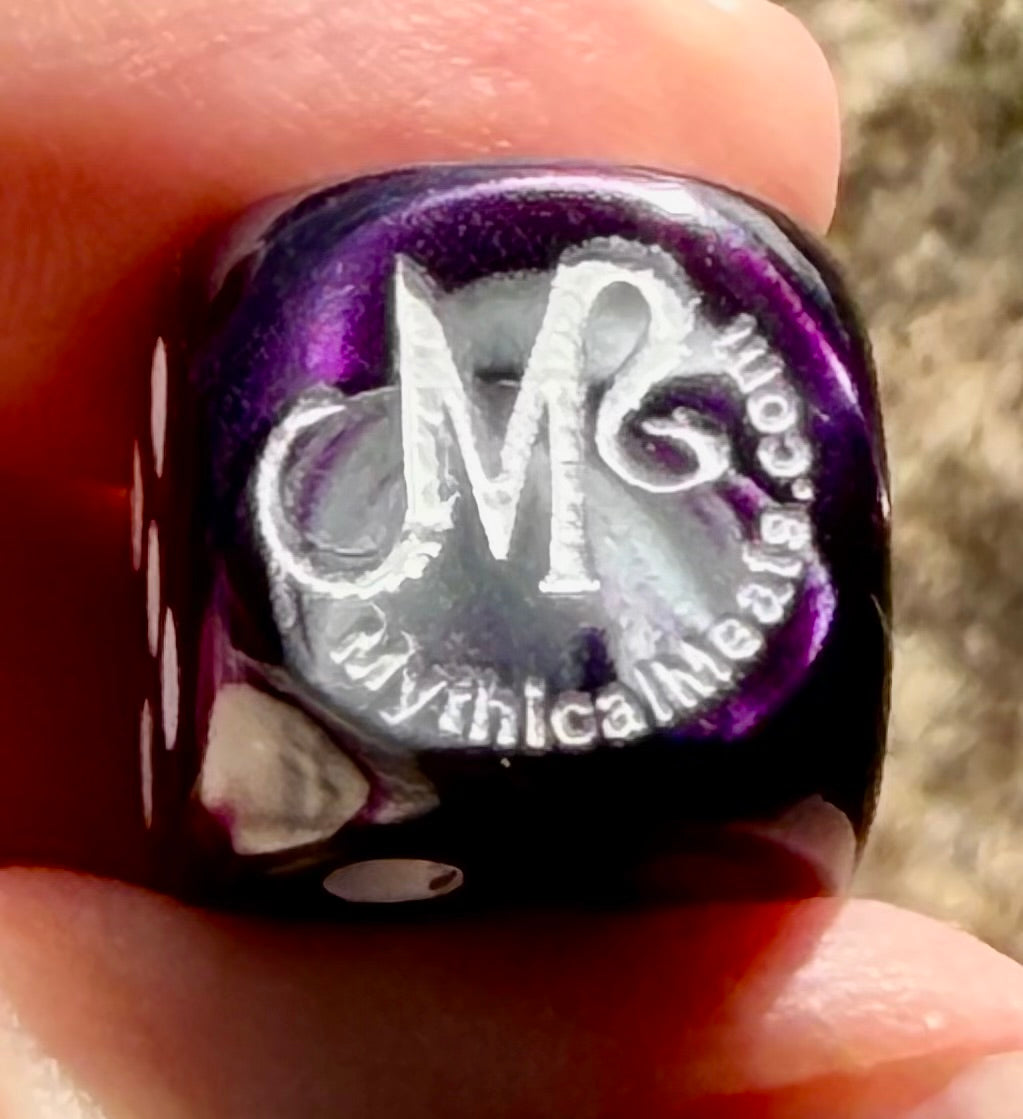 Mythical Meats® Chessex® Gemini® Purple-Steel / White 16mm d6 Die Dice