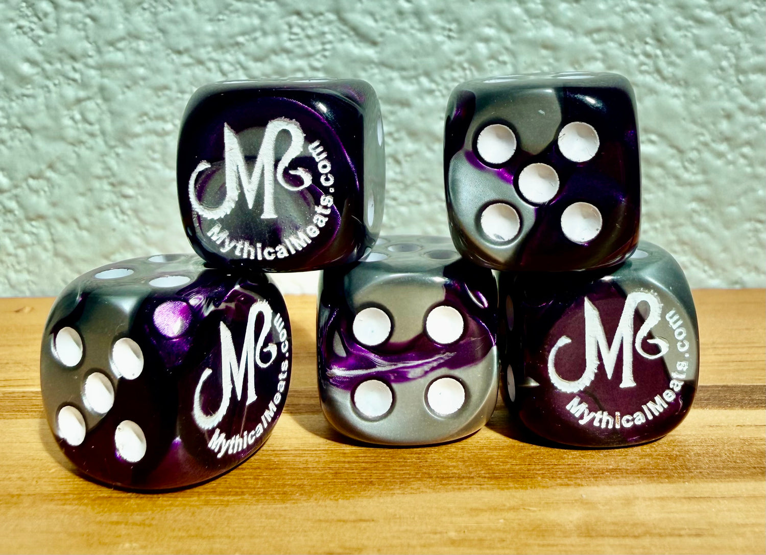 Mythical Meats® Chessex® Gemini® Purple-Steel / White 16mm d6 Die Dice