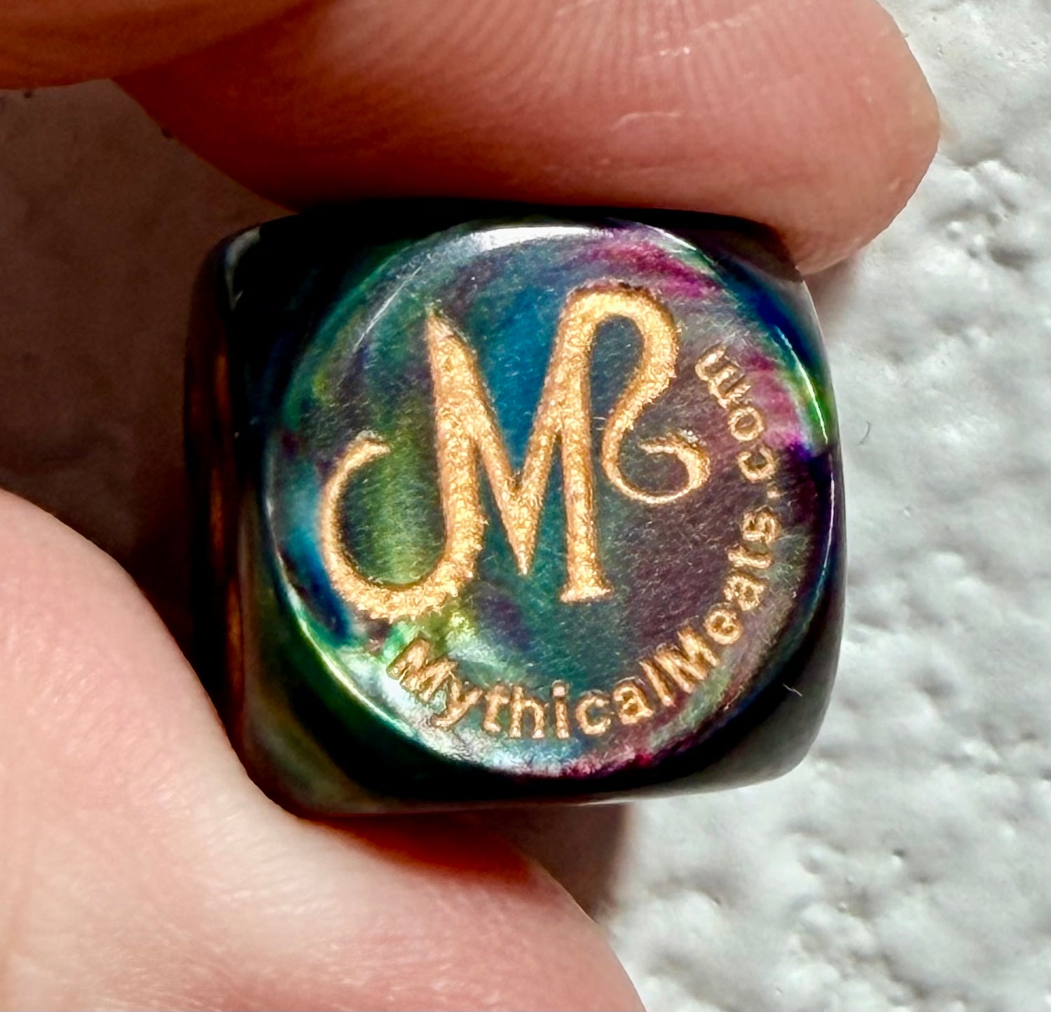 Mythical Meats® Chessex® Lustrous® Shadow / Gold 16mm d6 Die Dice