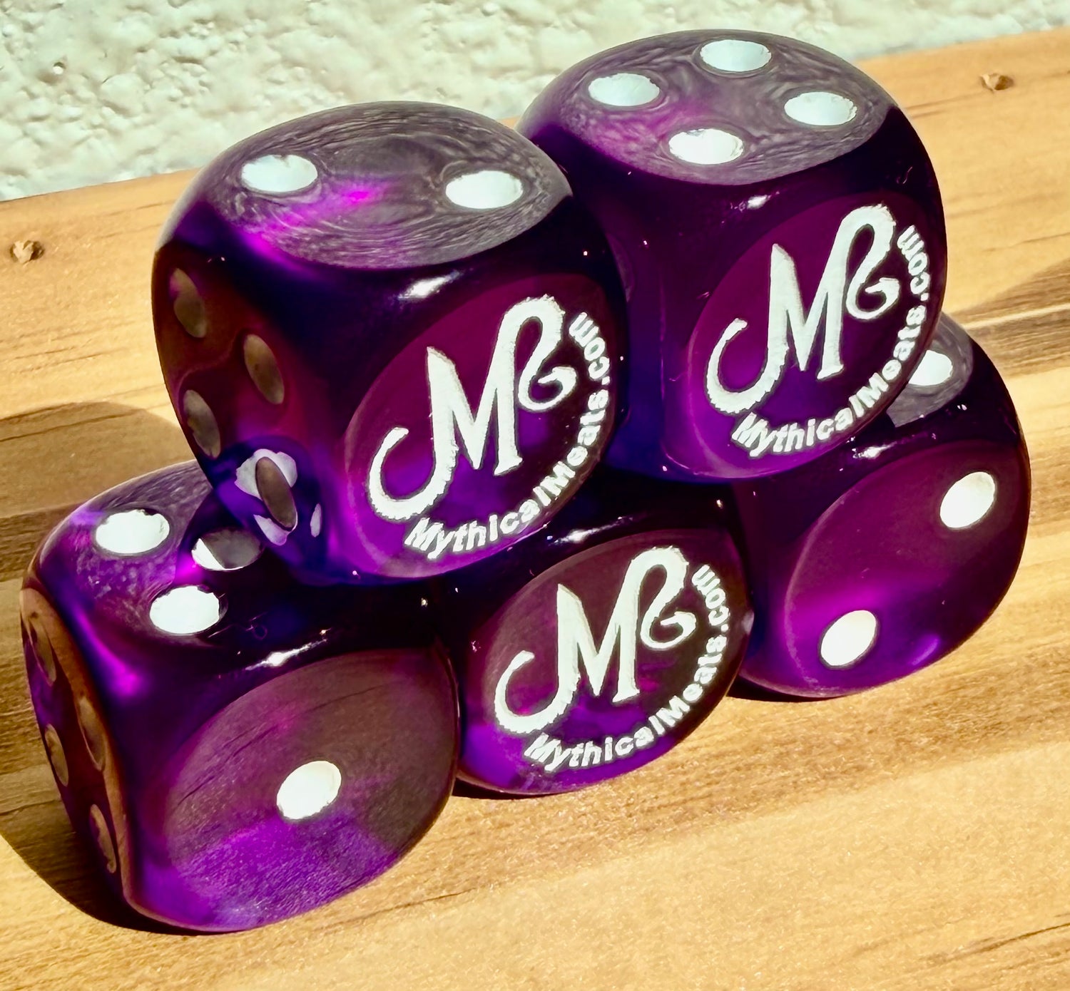 Mythical Meats® Chessex® Translucent Purple / White 16mm d6 Die Dice