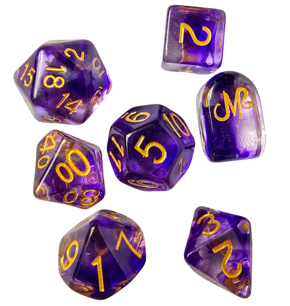 Mythical Meats Kraken Resin Dice – Purple Swirl RPG Dice Set + Dice Pouch | D&D, Pathfinder, TTRPG