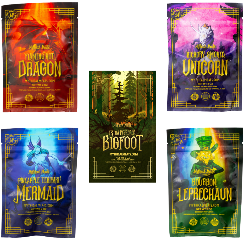 Mythical Meats® Beef Jerky 2 Ounce Sampler pack - All 5 Flavors!