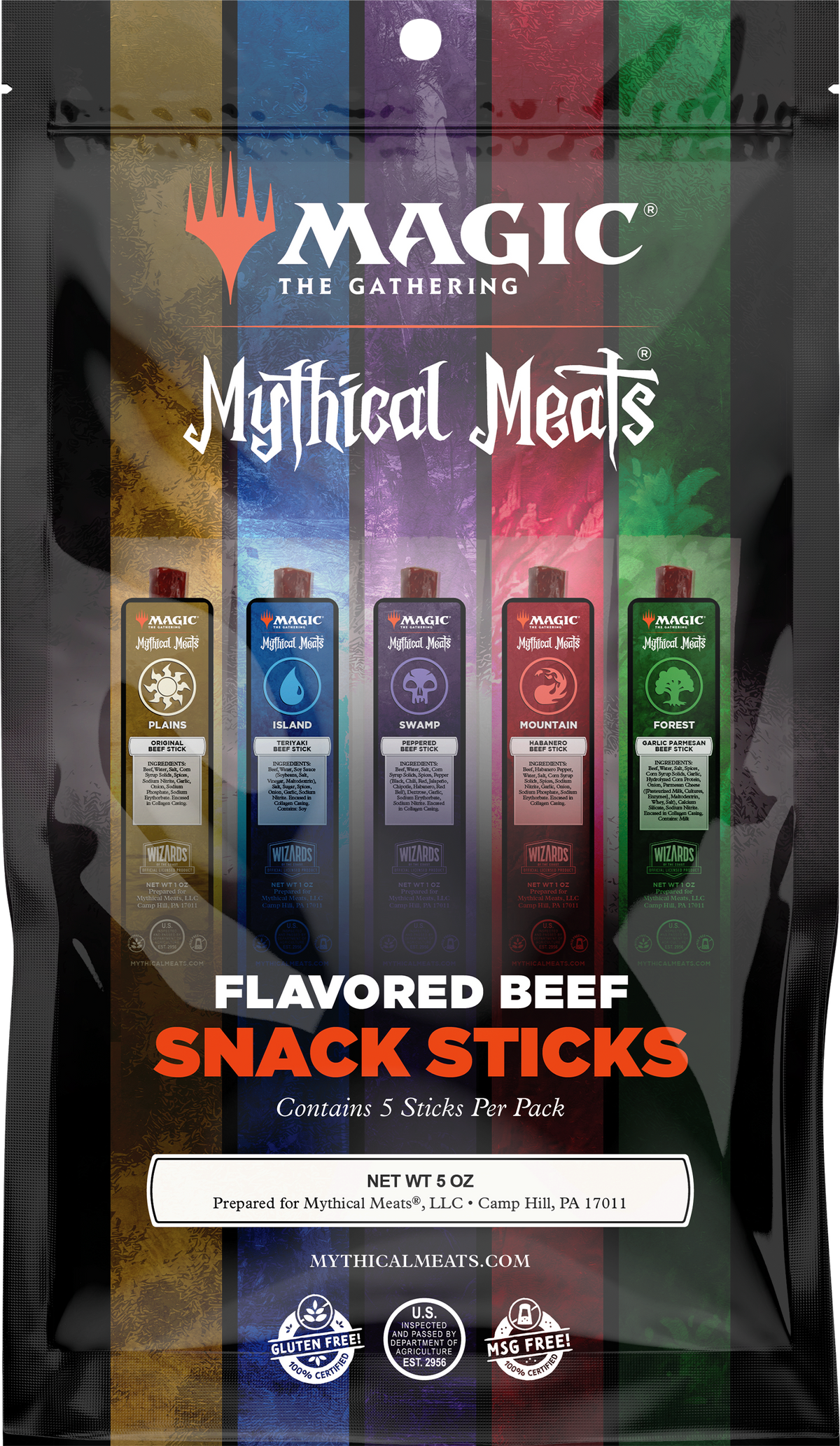 Magic The Gathering Beef Snack Sticks Variety Pack - Pack of 5 Lands