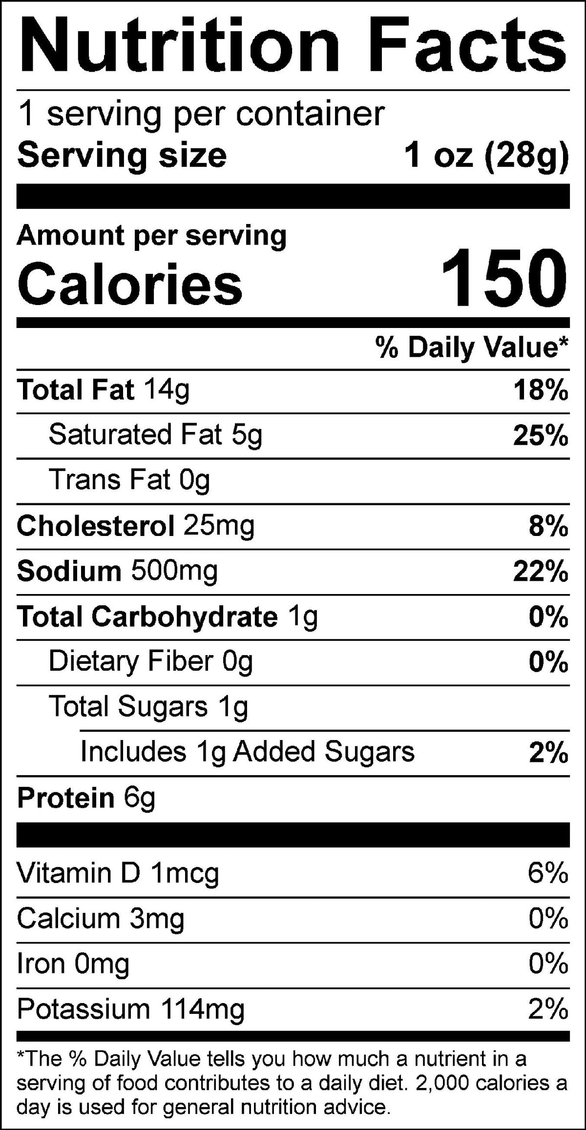 Close-up of pork pepperoni Mothman nutrition label
