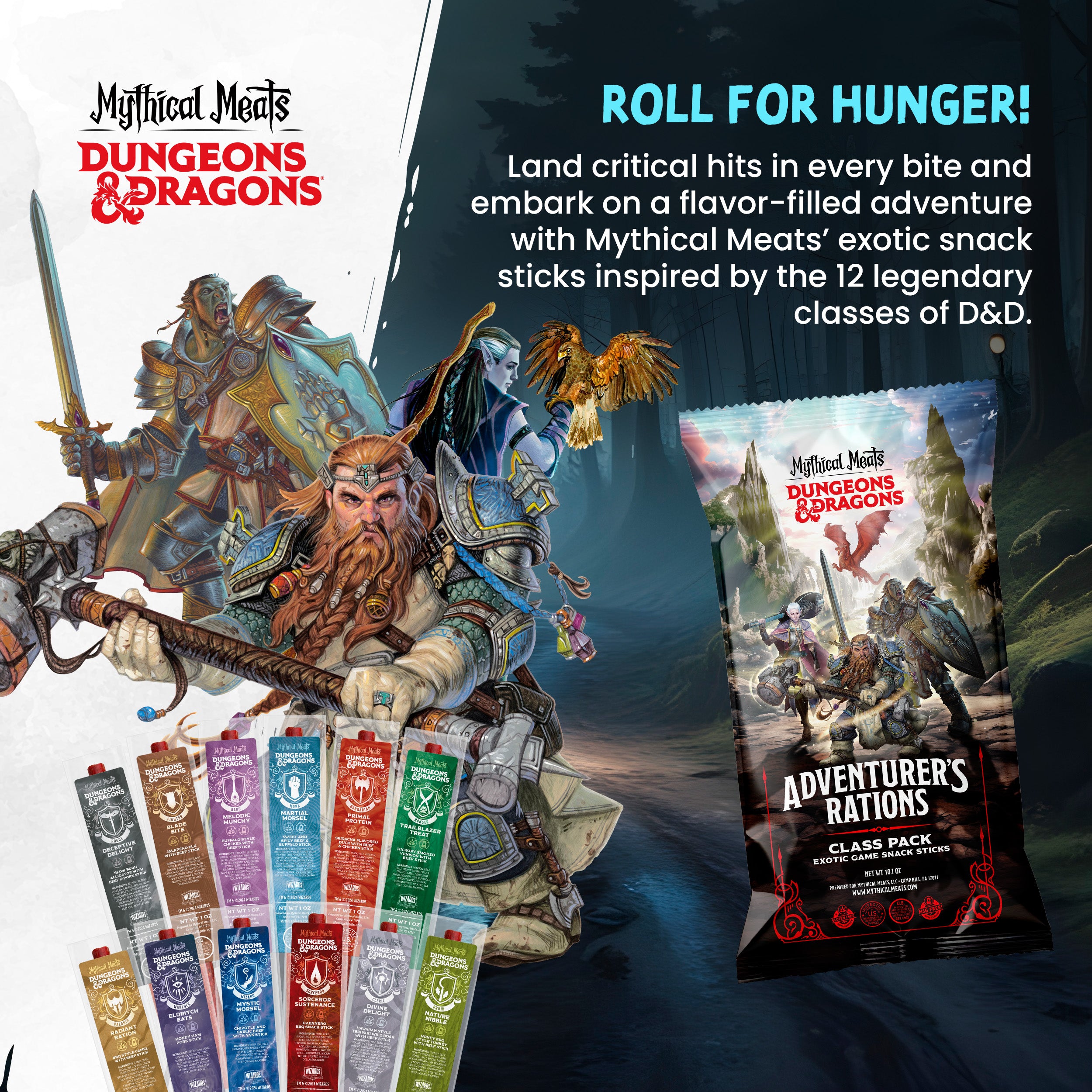 DUNGEONS & DRAGONS Snack Sticks Variety Pack - Pack of 12 1 OZ. Exotic Game Snack Sticks