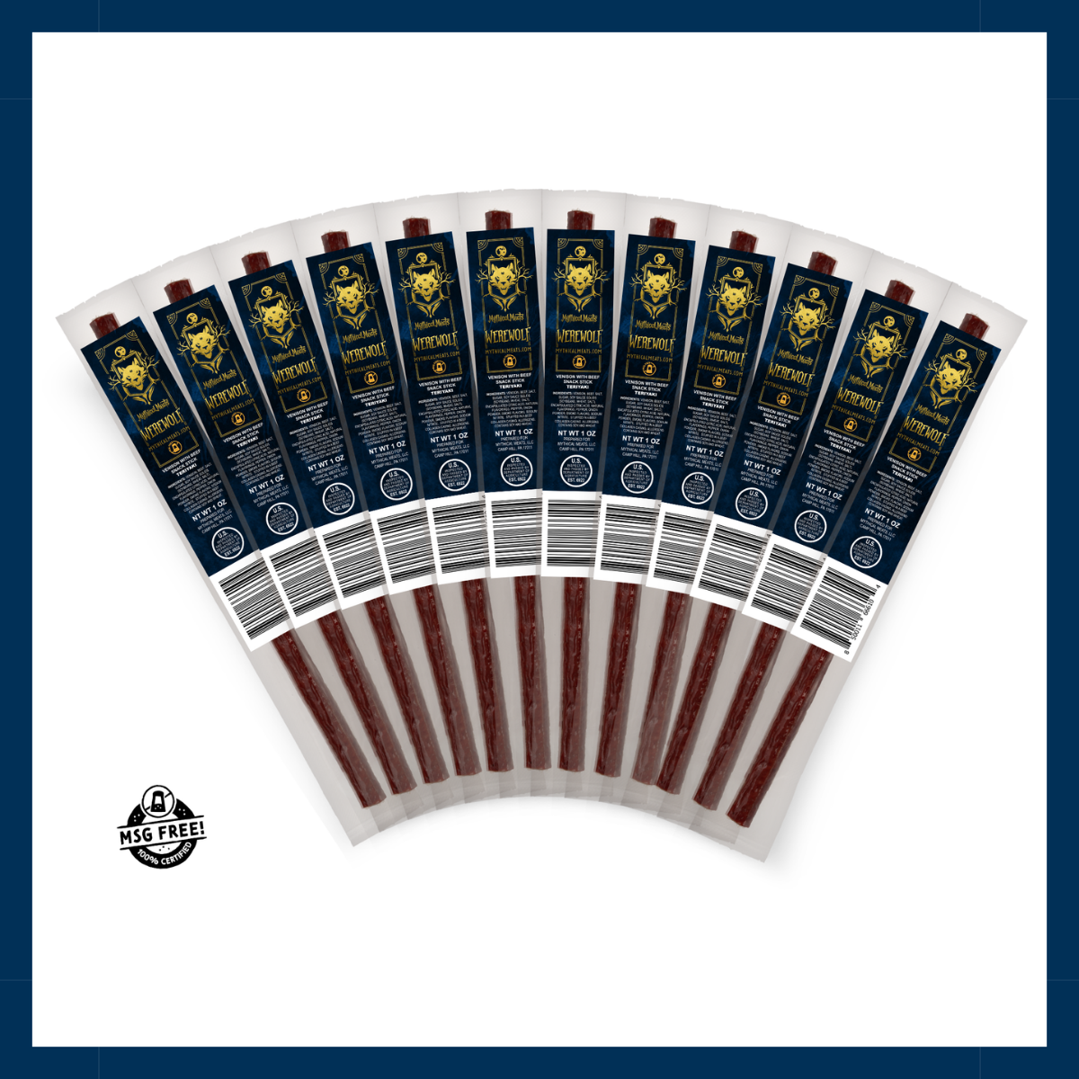 12-pack box of Teriyaki Venison & Beef snack sticks