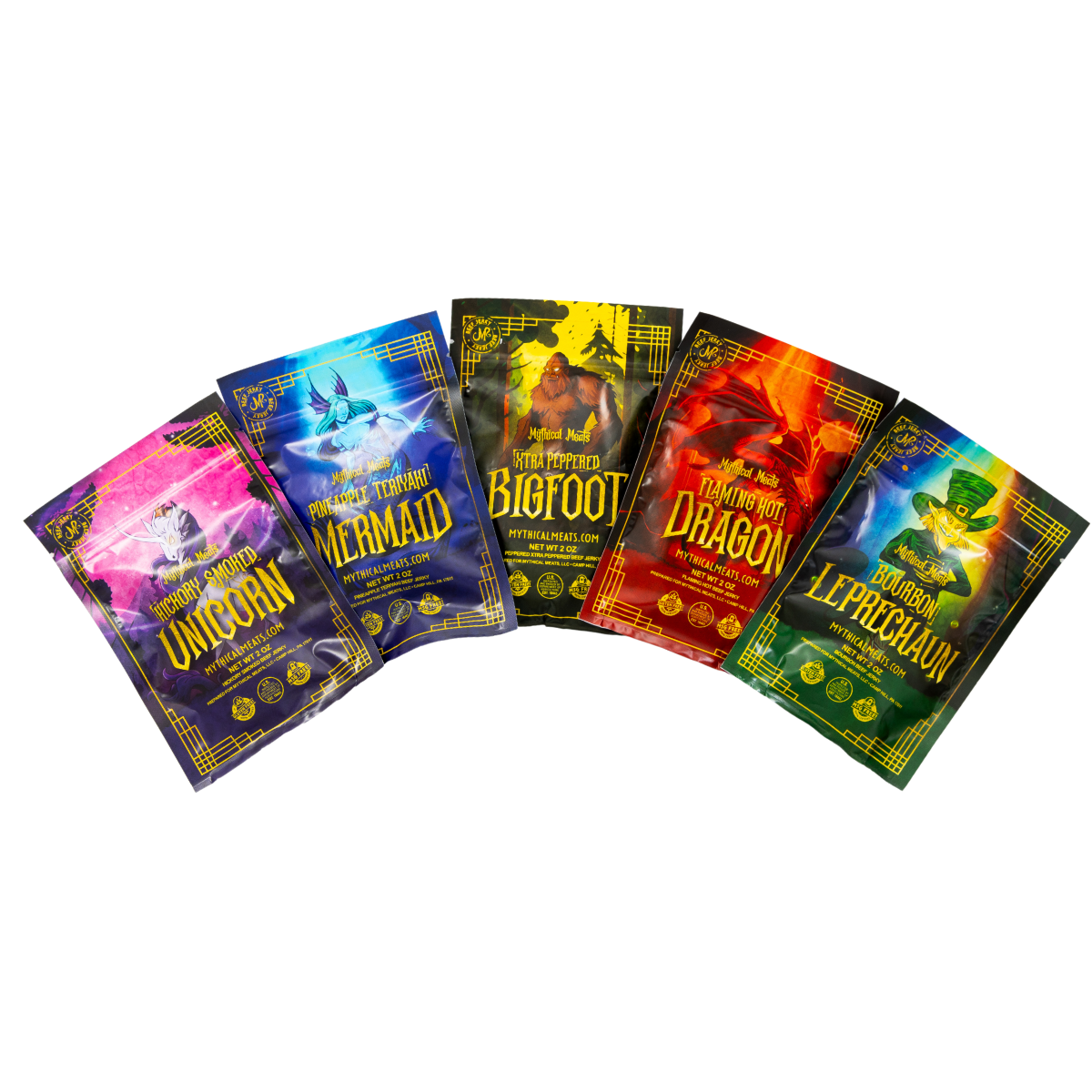 Mythical Meats Beef Jerky 2 Ounce Sampler pack - All 5 Flavors!