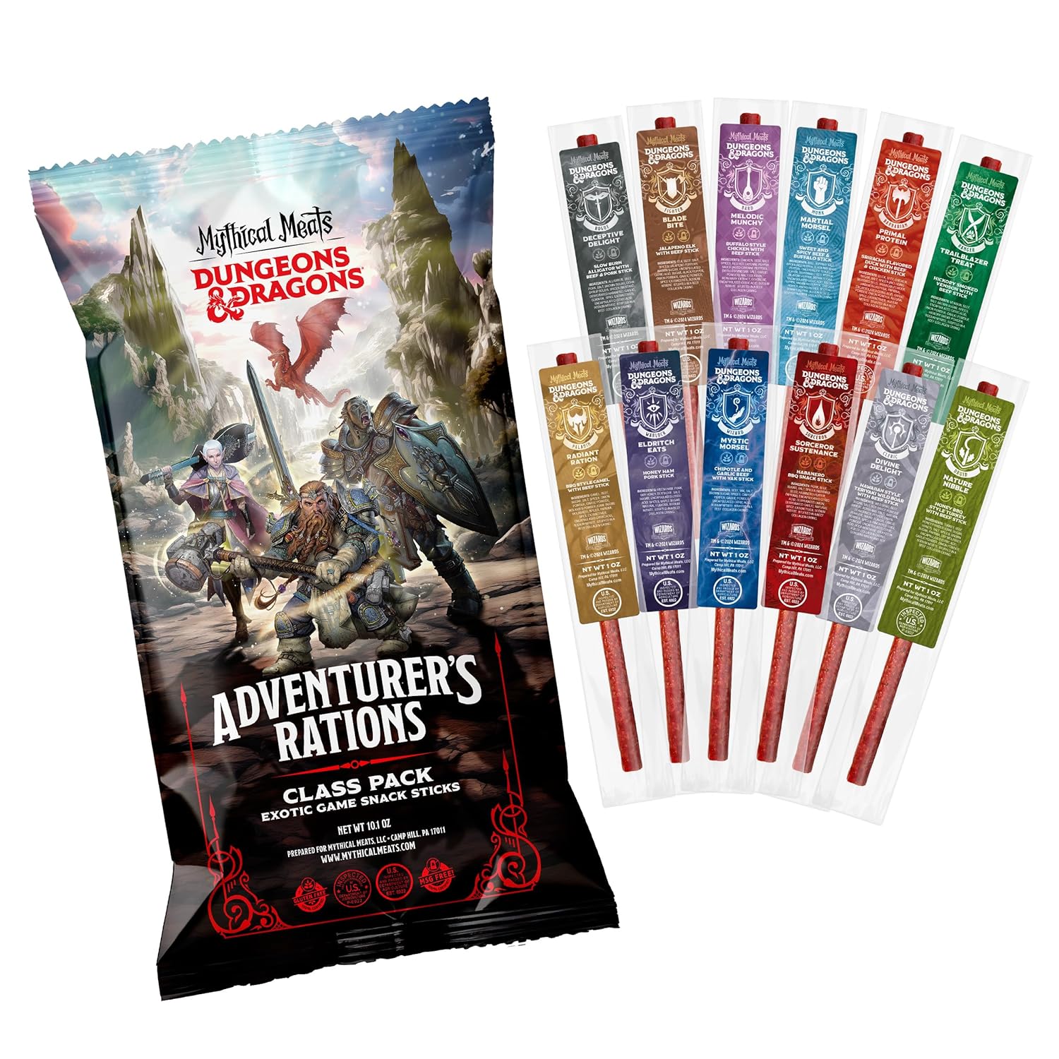 DUNGEONS & DRAGONS Snack Sticks Variety Pack - Pack of 12 1 OZ. Exotic Game Snack Sticks-Mythical Meats