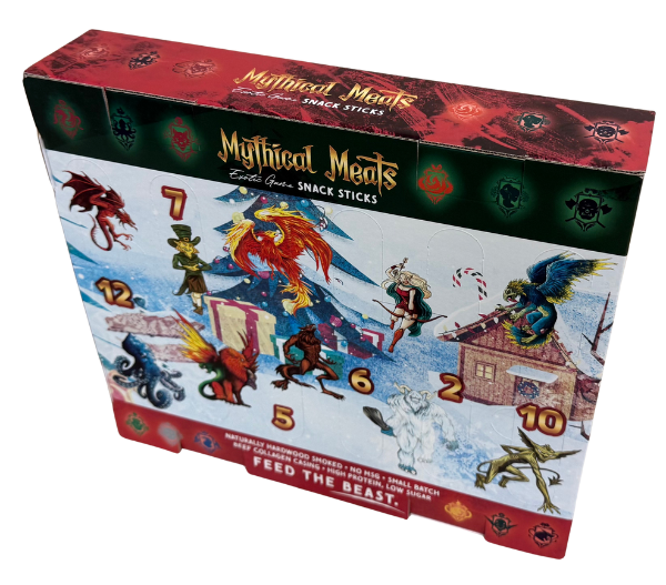 Mythical Meats 12-Day Advent Calendar – Random Exotic Meat Sticks | Fantasy Gift for Men, Women, D&D Fans & Adventurous Eaters