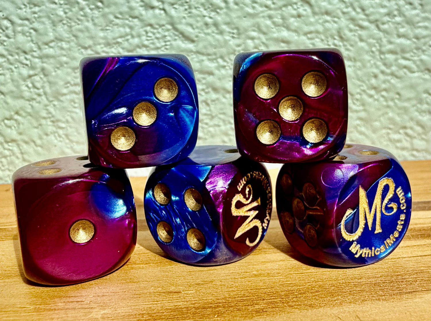Mythical Meats® Chessex® Gemini® Blue-Purple / Gold 16mm d6 Die Dice