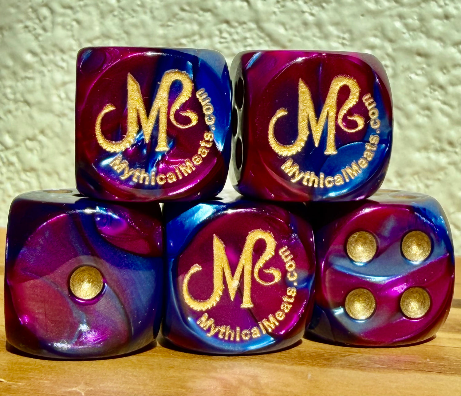 Mythical Meats® Chessex® Gemini® Blue-Purple / Gold 16mm d6 Die Dice
