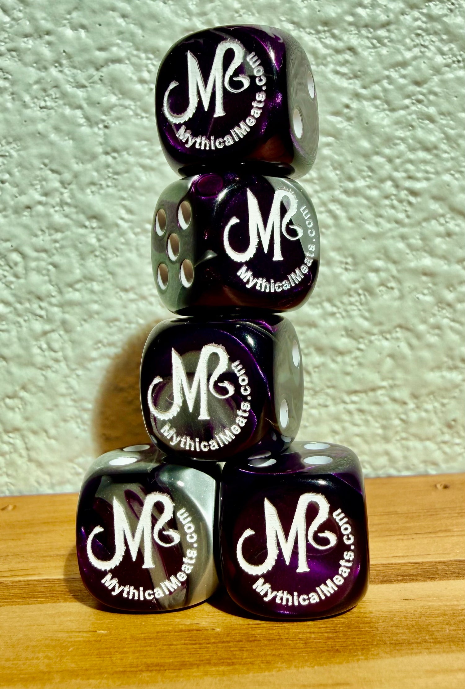 Mythical Meats® Chessex® Gemini® Purple-Steel / White 16mm d6 Die Dice
