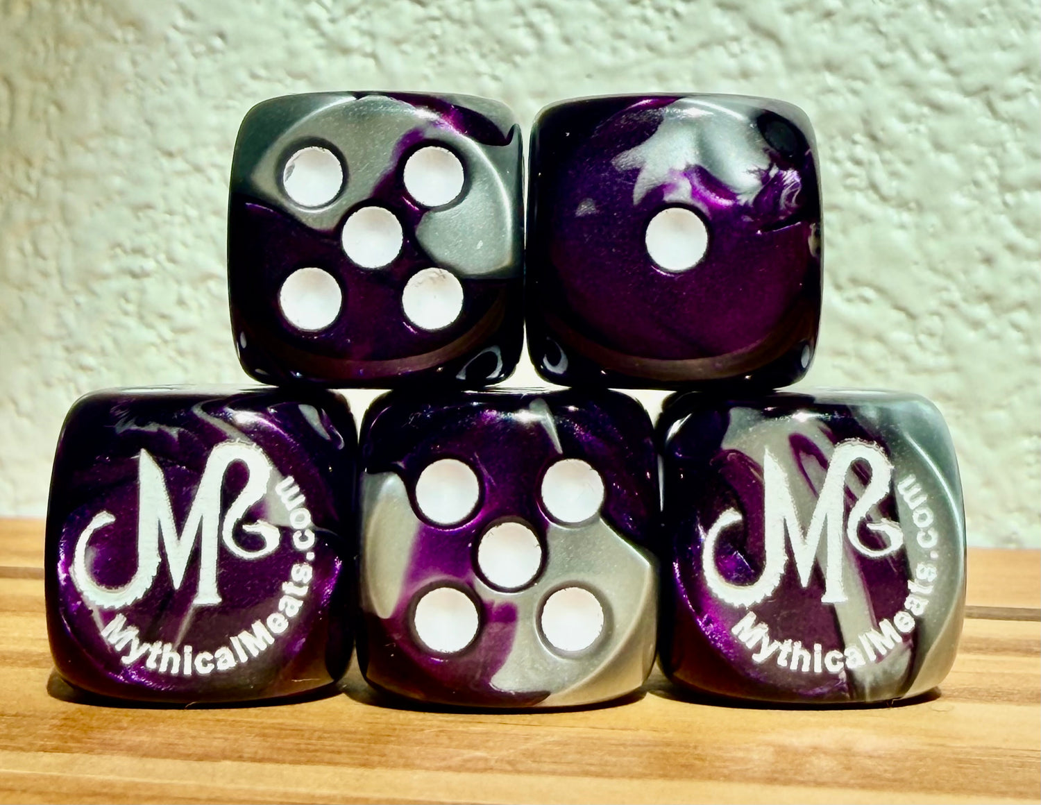 Mythical Meats® Chessex® Gemini® Purple-Steel / White 16mm d6 Die Dice