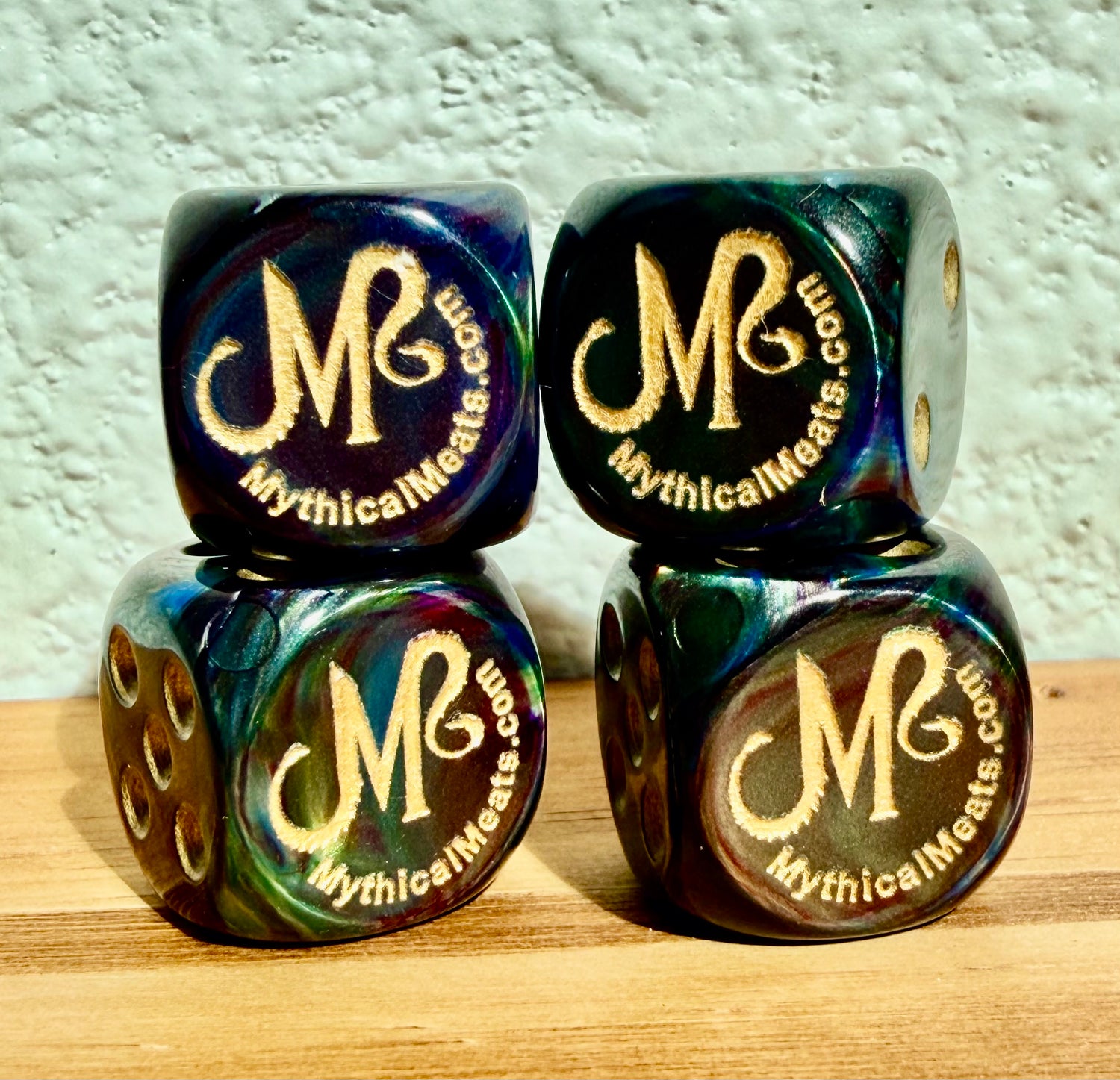 Mythical Meats® Chessex® Lustrous® Shadow / Gold 16mm d6 Die Dice
