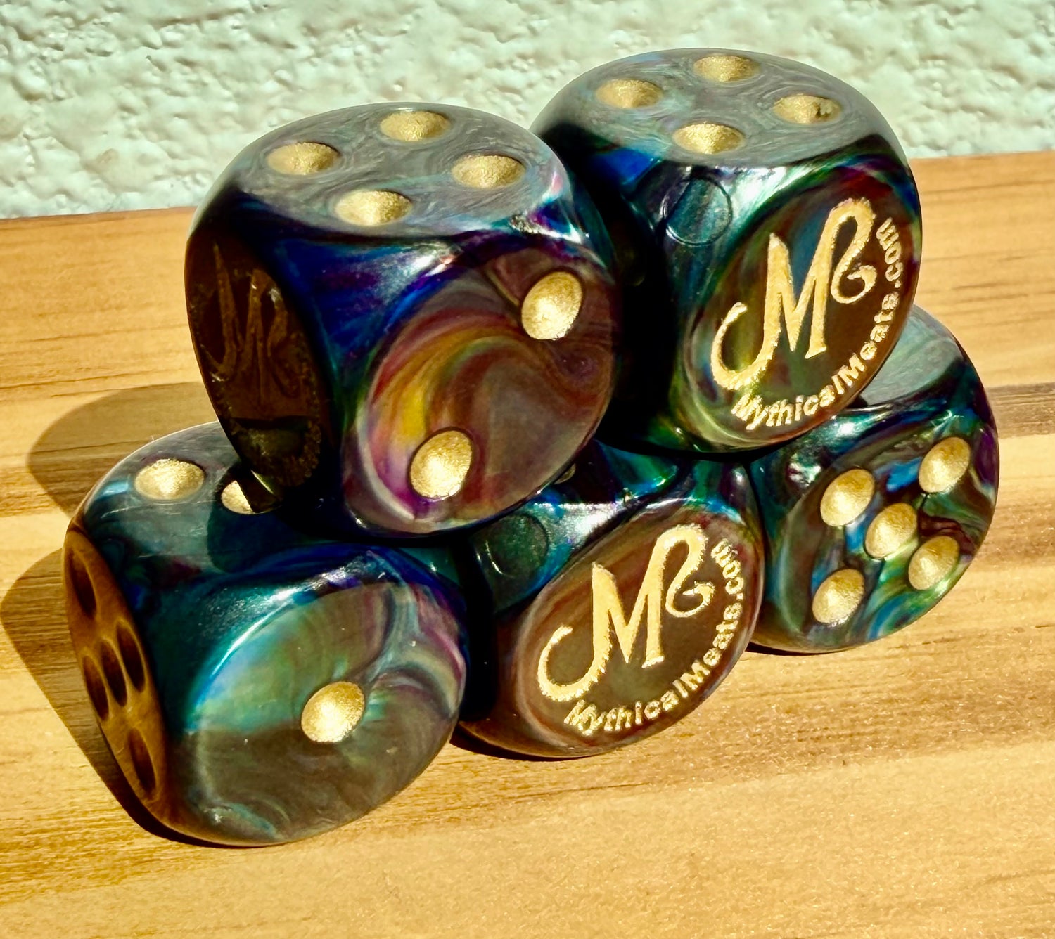 Mythical Meats® Chessex® Lustrous® Shadow / Gold 16mm d6 Die Dice