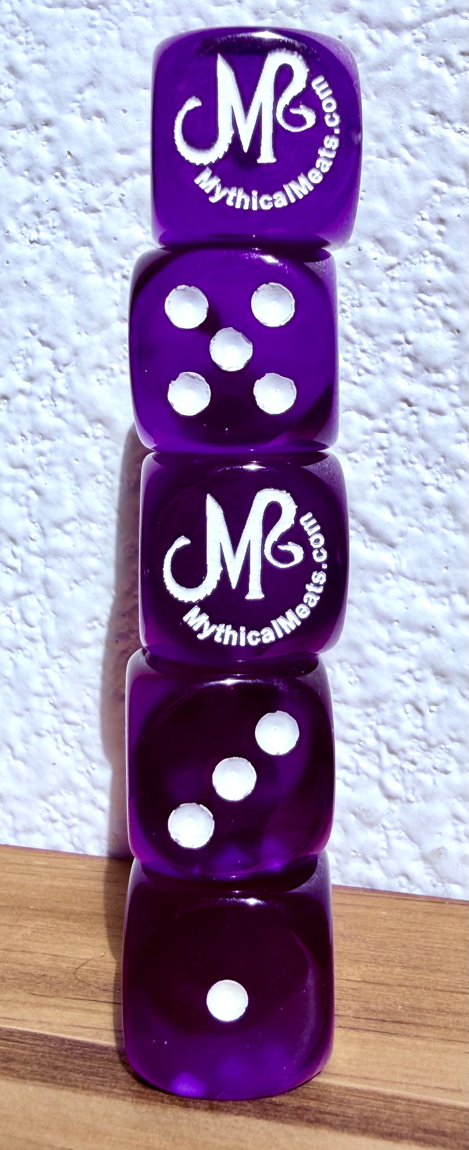 Mythical Meats® Chessex® Translucent Purple / White 16mm d6 Die Dice