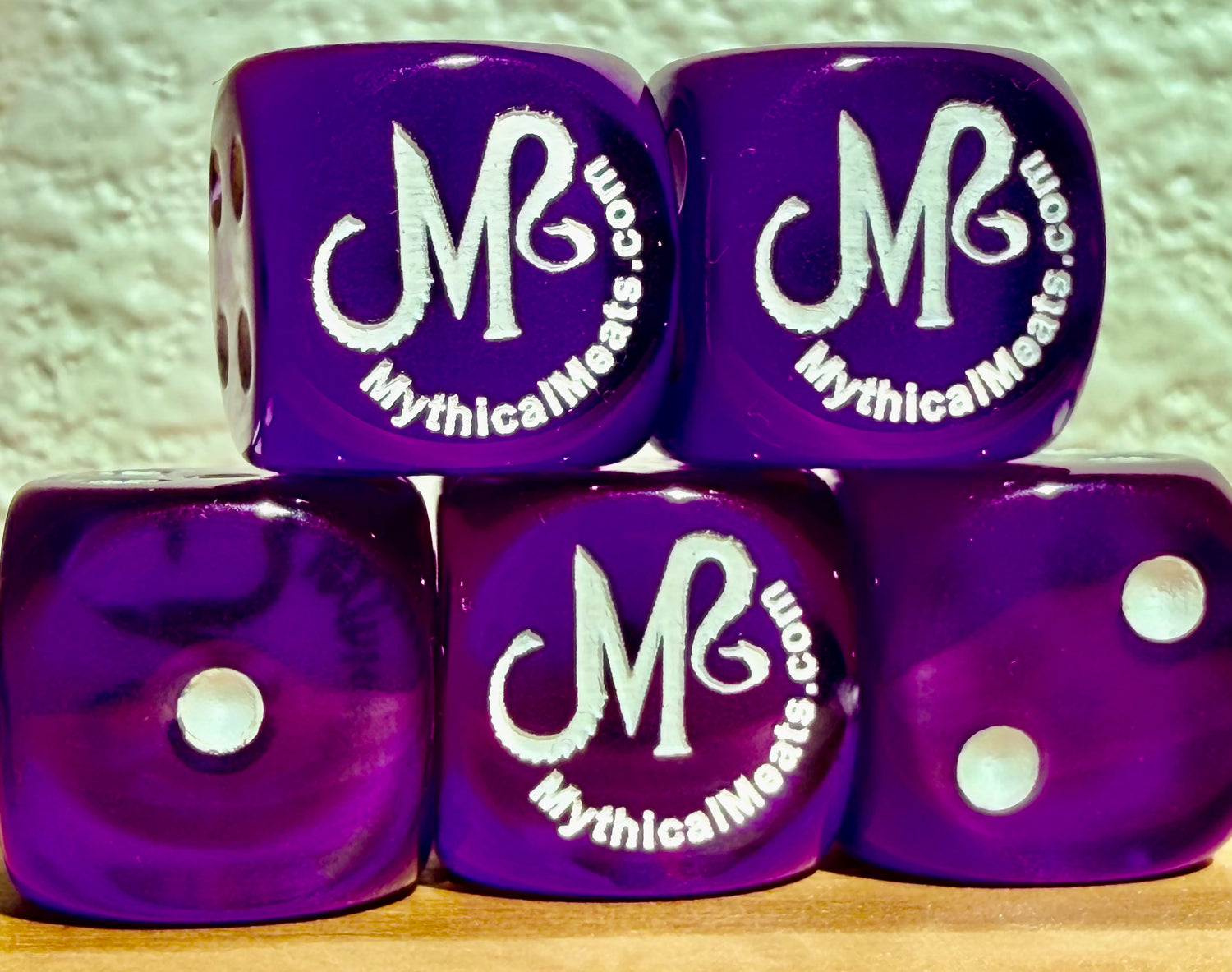 Mythical Meats® Chessex® Translucent Purple / White 16mm d6 Die Dice