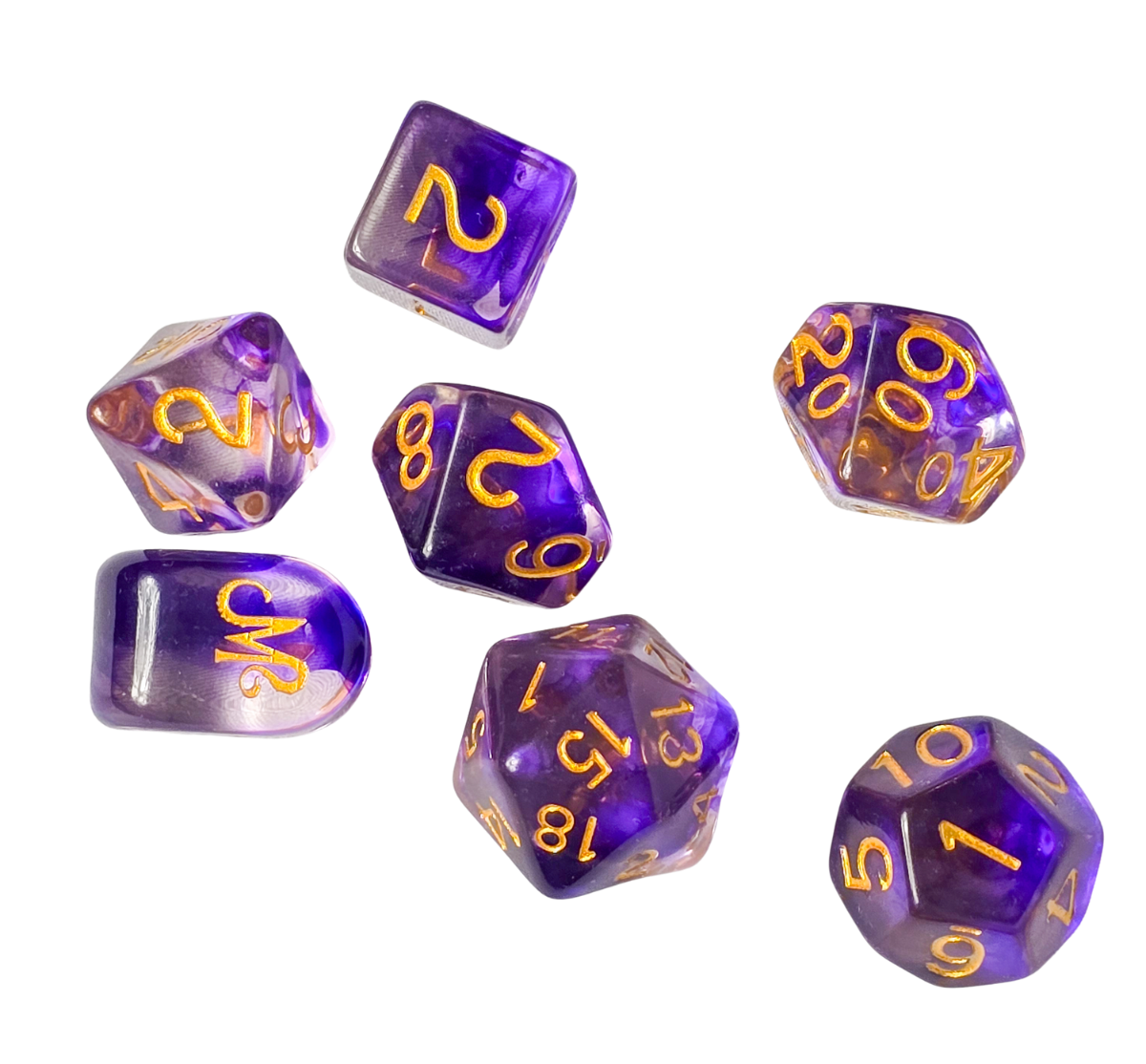 Mythical Meats Kraken Resin Dice – Purple Swirl RPG Dice Set + Dice Pouch | D&D, Pathfinder, TTRPG