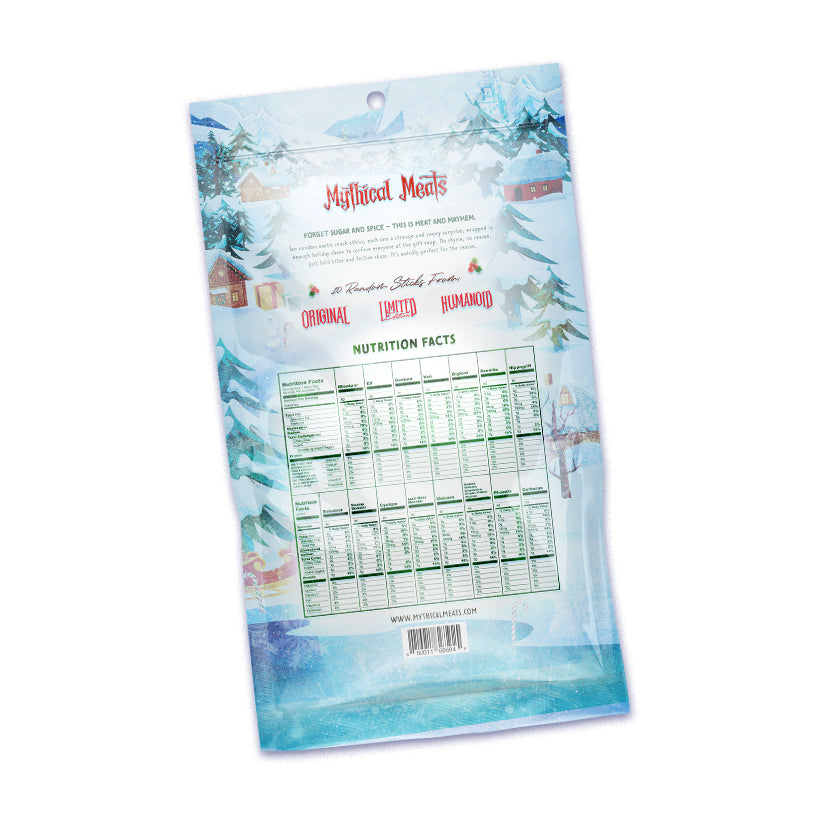 Mythical Meats Cryptid Christmas Pack – Exotic Jerky Gift Bag with 10 Random Meat Sticks