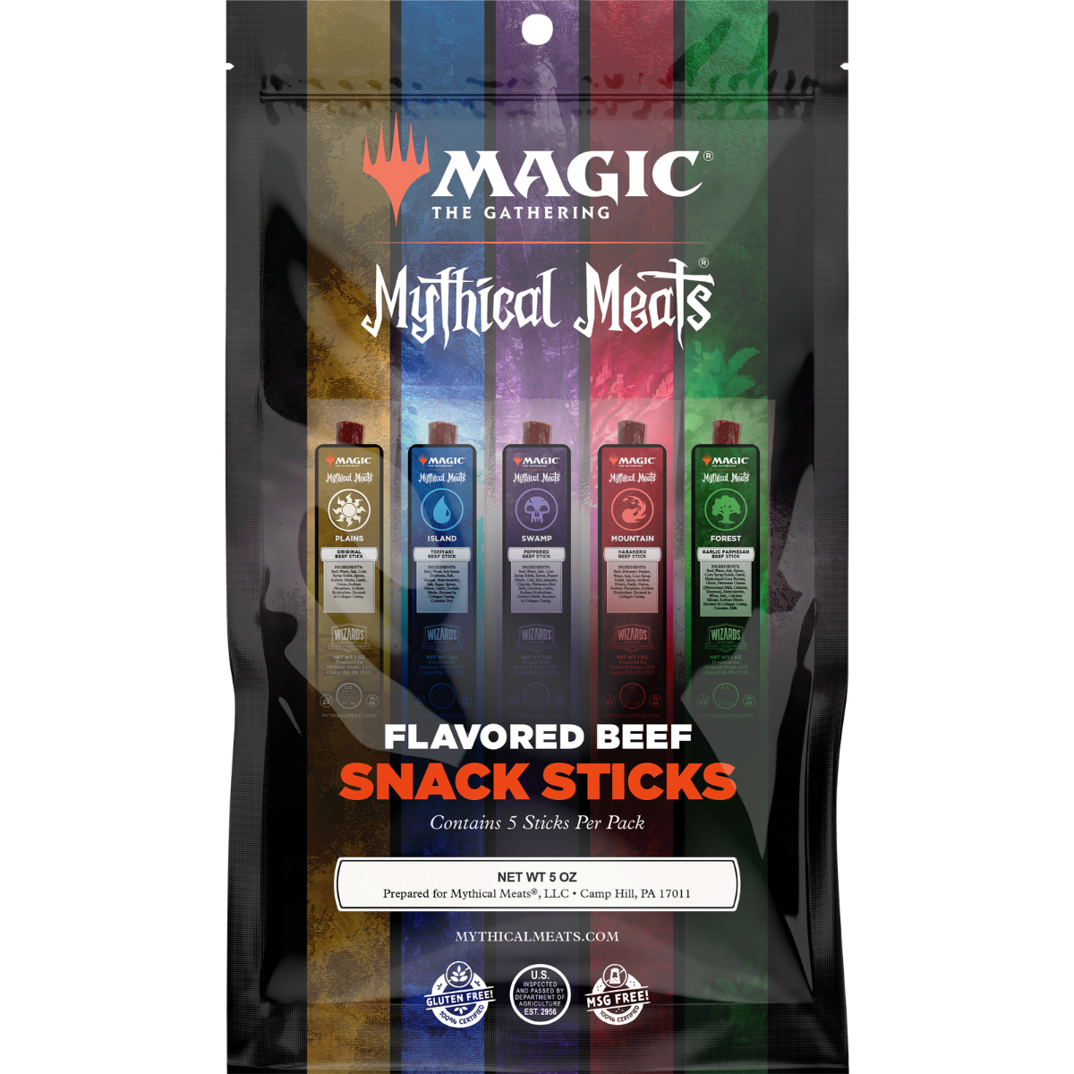 Magic The Gathering Beef Snack Sticks Variety Pack - Pack of 5 Lands