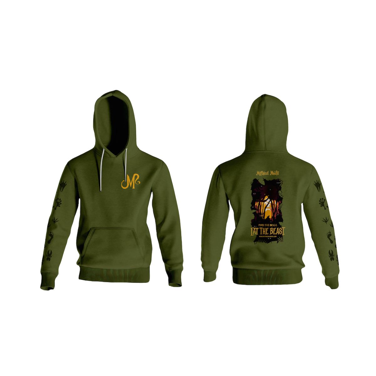 Mythical Meats® Military Green Graphic Hooded Sweatshirt