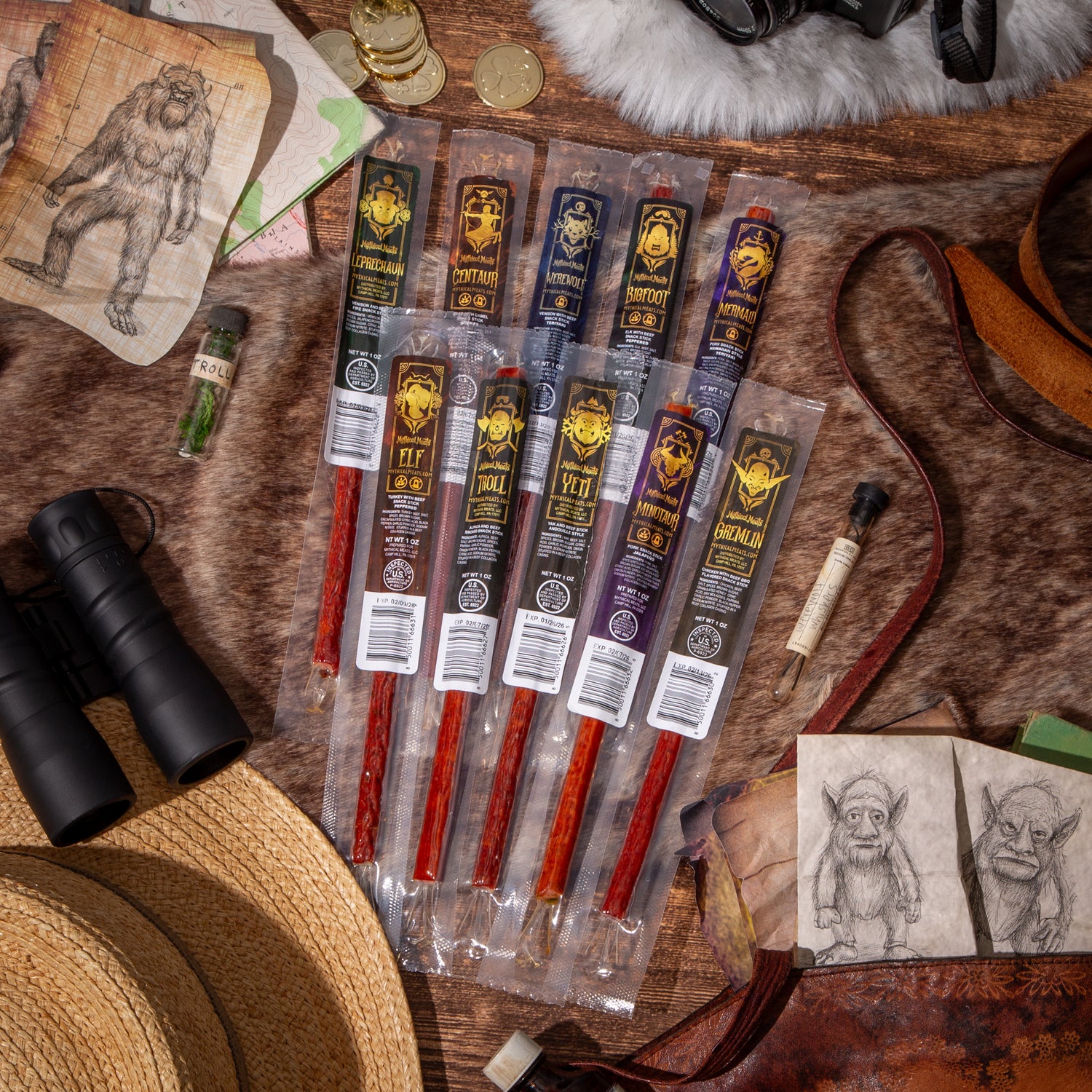 Mythical Meats® Humanoid Variety Pack - Pack of 10 1 OZ. Exotic Game Snack Sticks