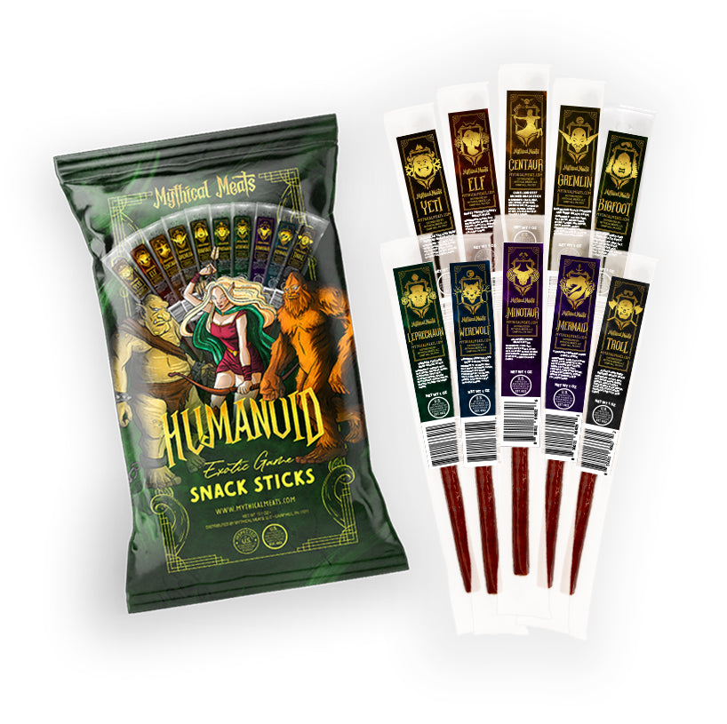 Mythical Meats® Humanoid Variety Pack - Pack of 10 1 OZ. Exotic Game Snack Sticks-Mythical Meats